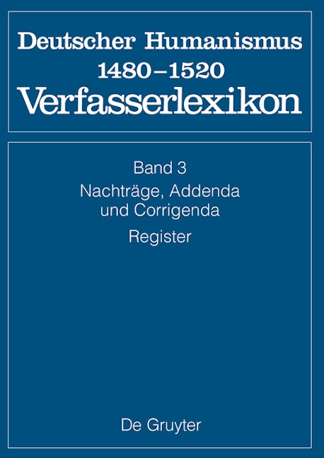 Nachträge, Addenda, Corrigenda, Register