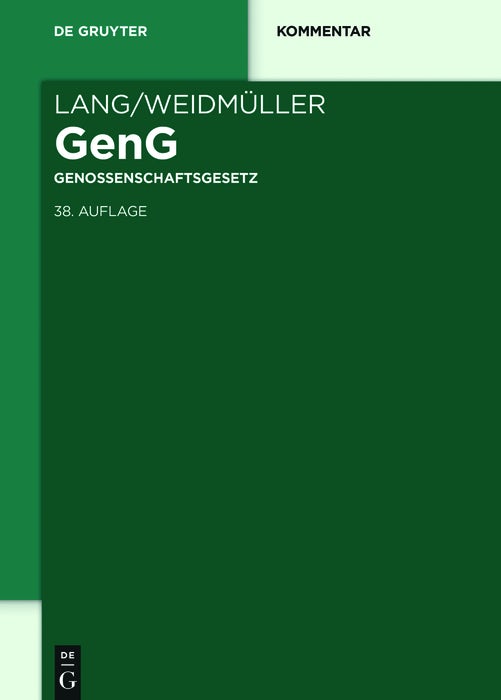 Cover image for Lang/Weidmüller Genossenschaftsgesetz, isbn: 9783110350609