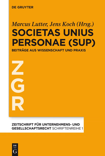 Cover image for Societas Unius Personae (SUP), isbn: 9783110426618