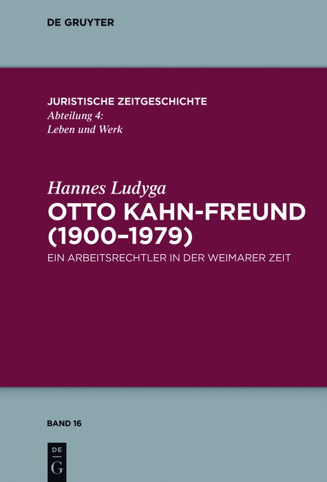 Cover image for Otto Kahn-Freund (1900–1979), isbn: 9783110494907