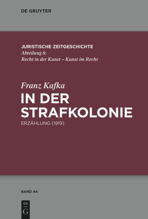 Cover image for In der Strafkolonie, isbn: 9783110554199