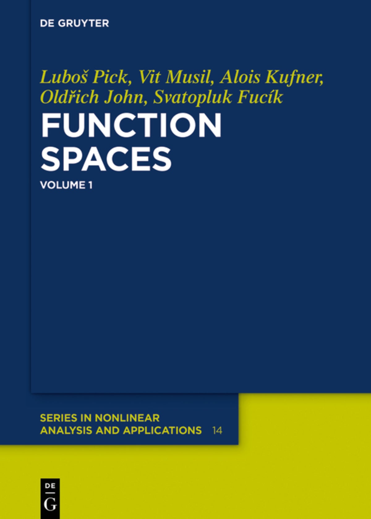 Cover image for Function Spaces, 1 ISBN 9783110581775
