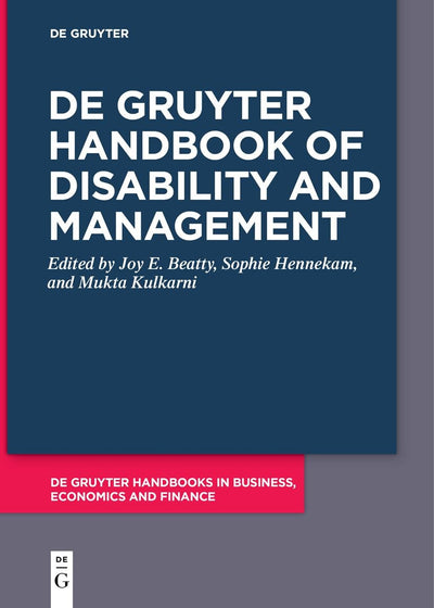Cover image for De Gruyter Handbook of Disability and Management, isbn: 9783110743524