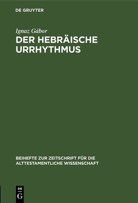 Der hebräische Urrhythmus