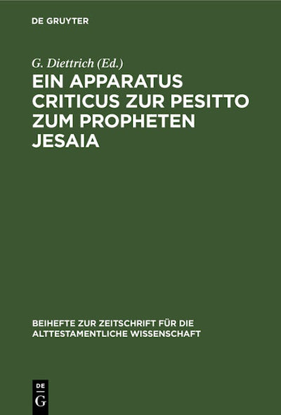 Ein Apparatus criticus zur Pesitto zum Propheten Jesaia