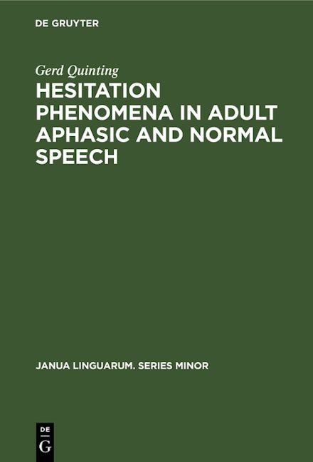 Hesitation phenomena in adult aphasic and normal speech