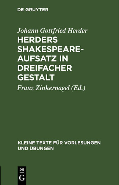 Herders Shakespeare-Aufsatz in dreifacher Gestalt