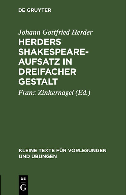 Herders Shakespeare-Aufsatz in dreifacher Gestalt