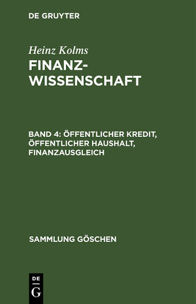 Öffentlicher Kredit, öffentlicher Haushalt, Finanzausgleich
