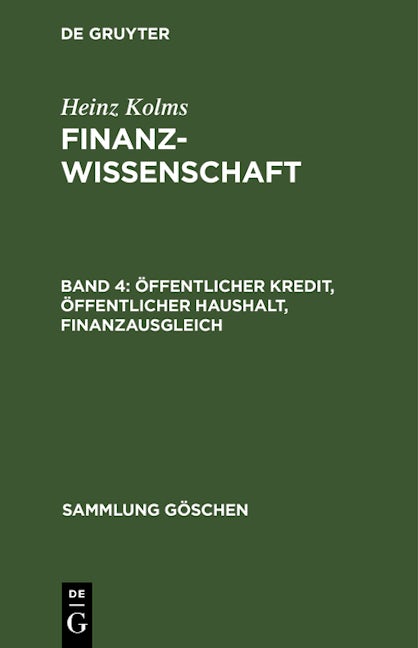 Öffentlicher Kredit, öffentlicher Haushalt, Finanzausgleich