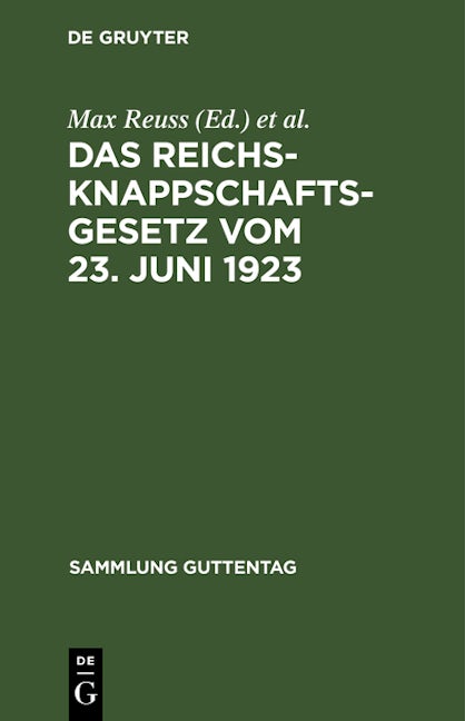 Das Reichsknappschaftsgesetz vom 23. Juni 1923