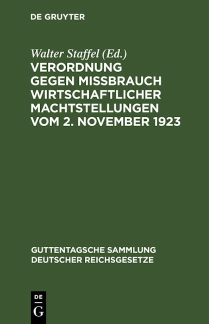 Verordnung gegen Mißbrauch wirtschaftlicher Machtstellungen vom 2. November 1923