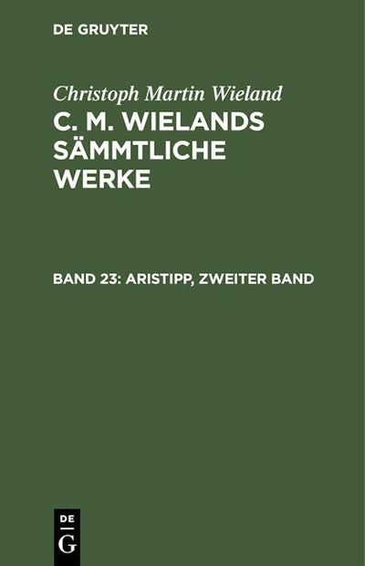 Aristipp, zweiter Band und dritter Band