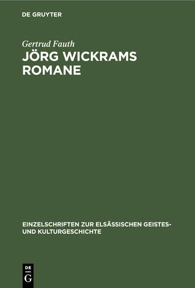 Jörg Wickrams Romane