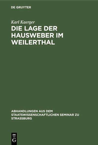 Die Lage der Hausweber im Weilerthal