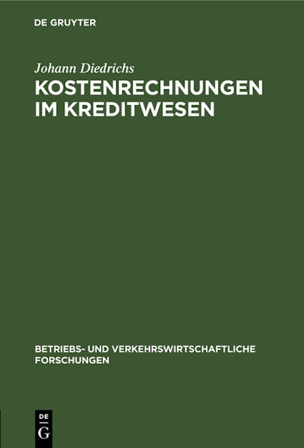 Kostenrechnungen im Kreditwesen