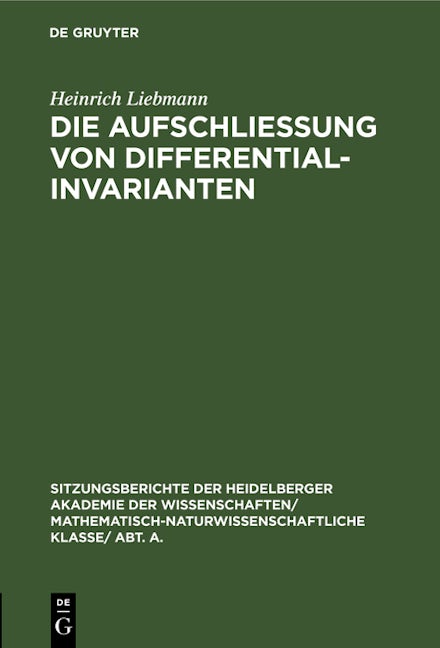 Die Aufschließung von Differentialinvarianten