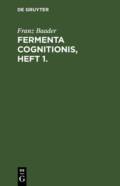 Fermenta cognitionis, Heft 1.
