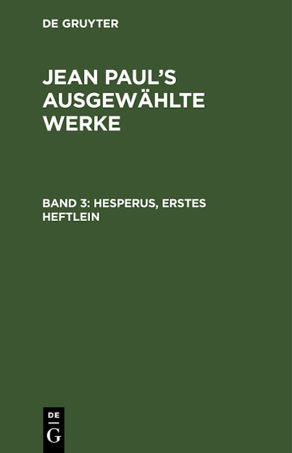 Hesperus, erstes Heftlein