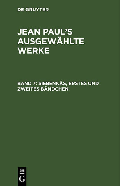Siebenkäs, erstes und zweites Bändchen