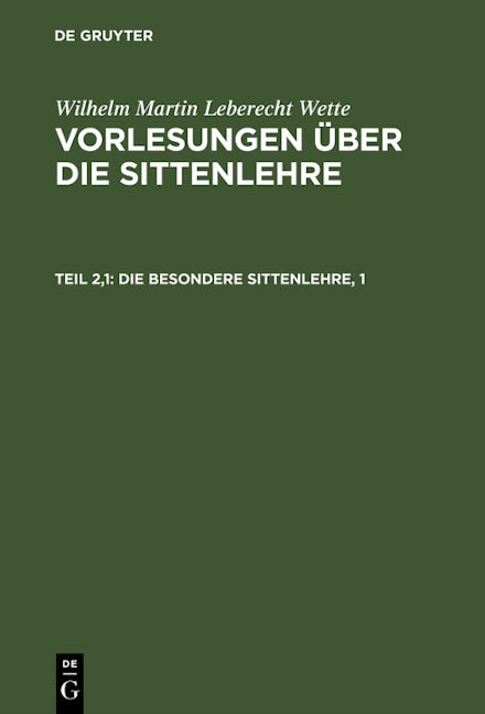 Die besondere Sittenlehre, 1
