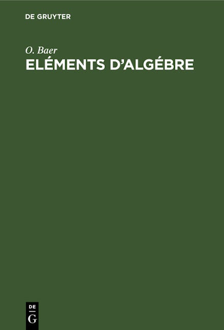 Eléments d'algébre