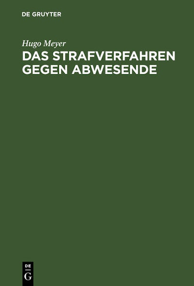 Das Strafverfahren gegen Abwesende