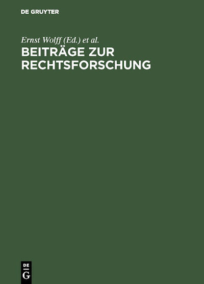 Beiträge zur Rechtsforschung