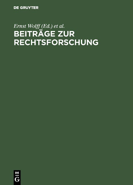 Beiträge zur Rechtsforschung