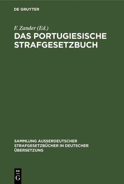 Cover image for Das portugiesische Strafgesetzbuch, isbn: 9783111158105