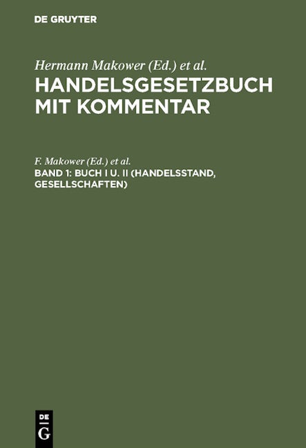 Buch I u. II (Handelsstand, Gesellschaften)