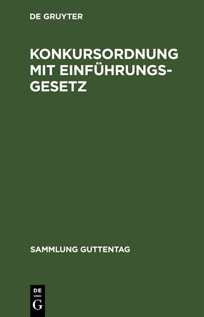 Konkursordnung mit Einführungsgesetz
