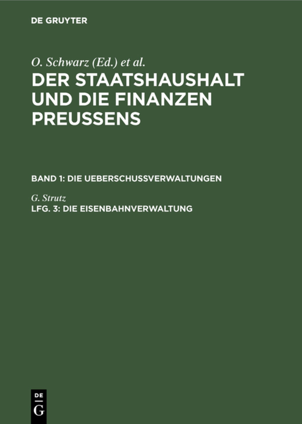 Cover image for Die Eisenbahnverwaltung ISBN 9783111161525