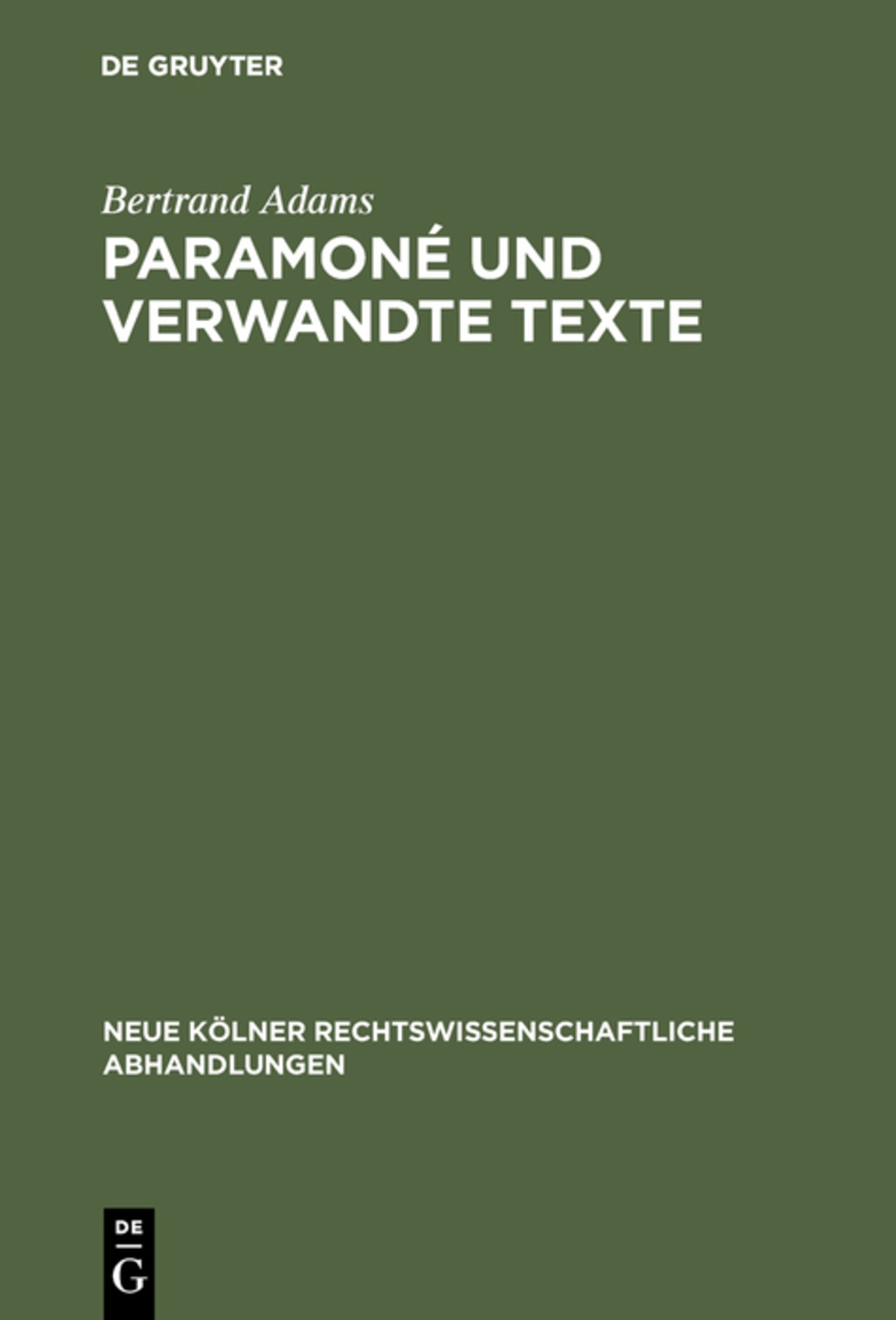 Cover image for Paramoné und verwandte Texte ISBN 9783111162492