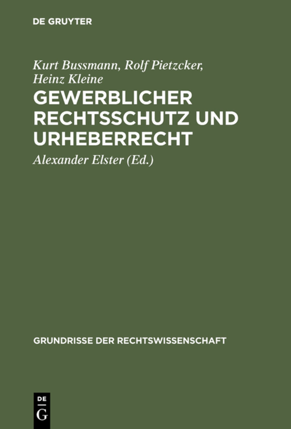 Cover image for Gewerblicher Rechtsschutz und Urheberrecht ISBN 9783111165967