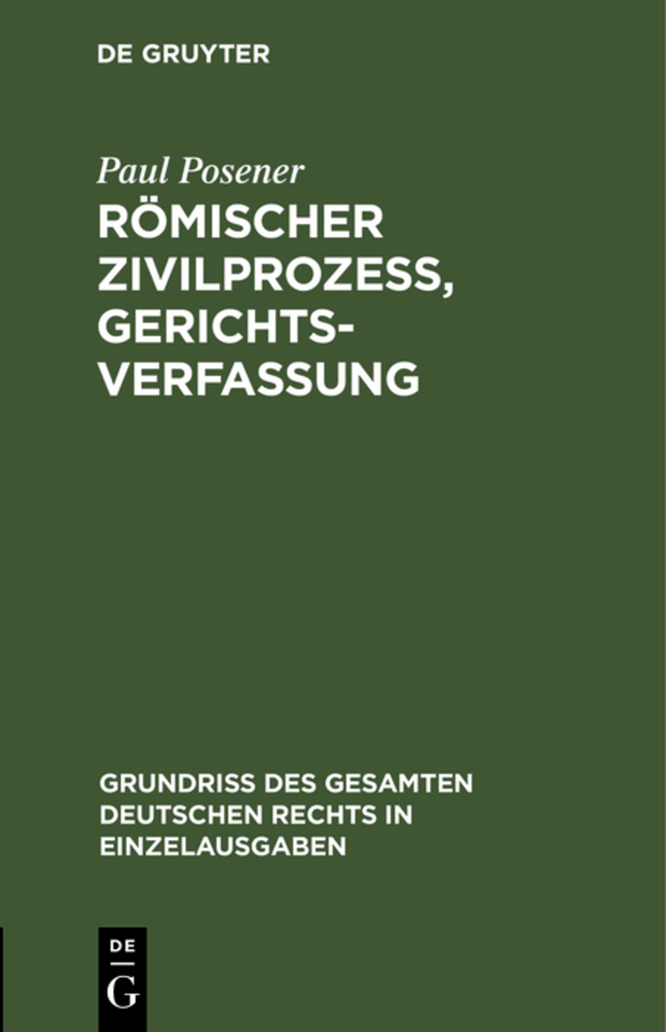 Cover image for Römischer Zivilprozeß, Gerichtsverfassung ISBN 9783111169736