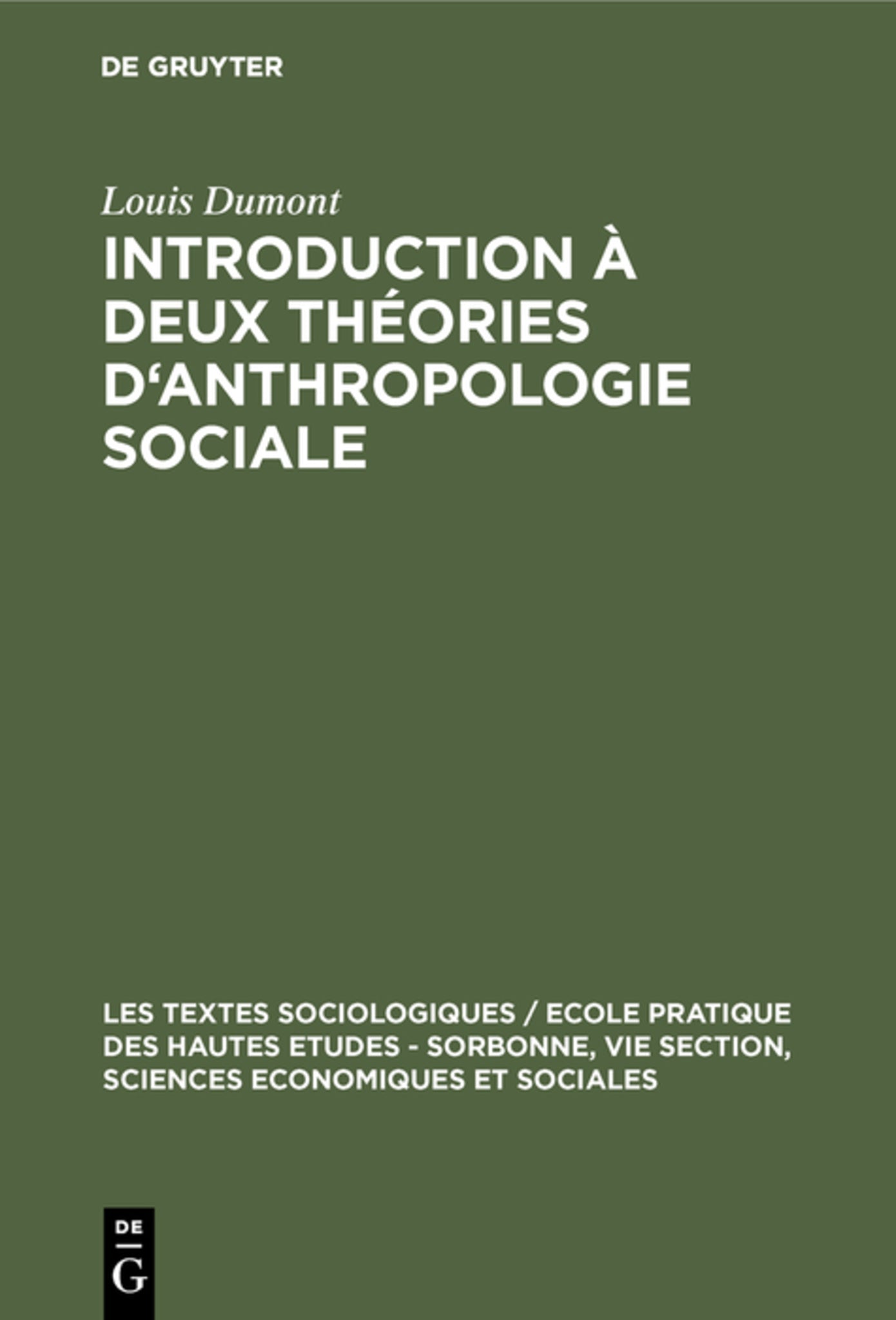 Cover image for Introduction à deux théories d'anthropologie sociale ISBN 9783111170725