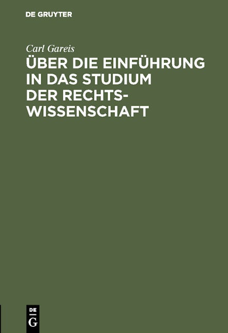 Über die Einführung in das Studium der Rechtswissenschaft