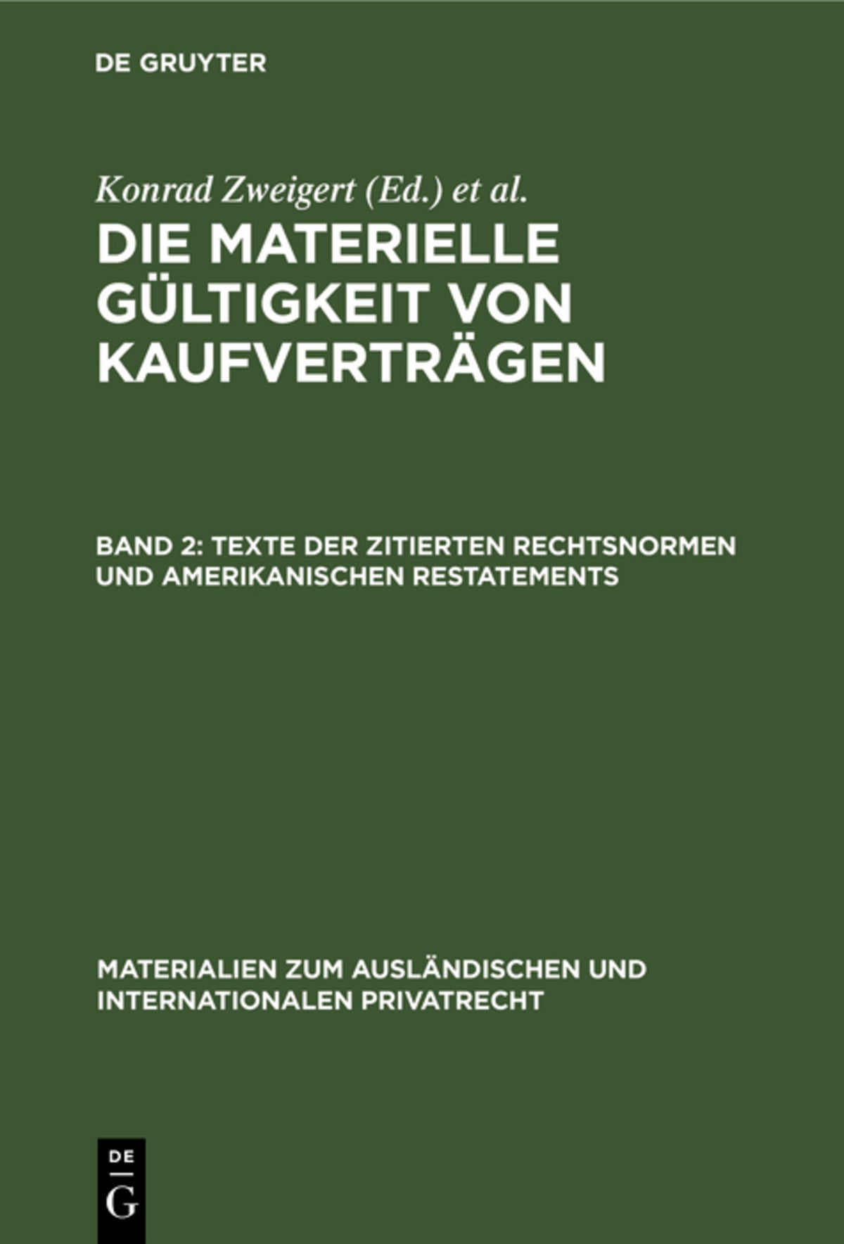 Cover image for Texte der zitierten Rechtsnormen und amerikanischen Restatements ISBN 9783111172699