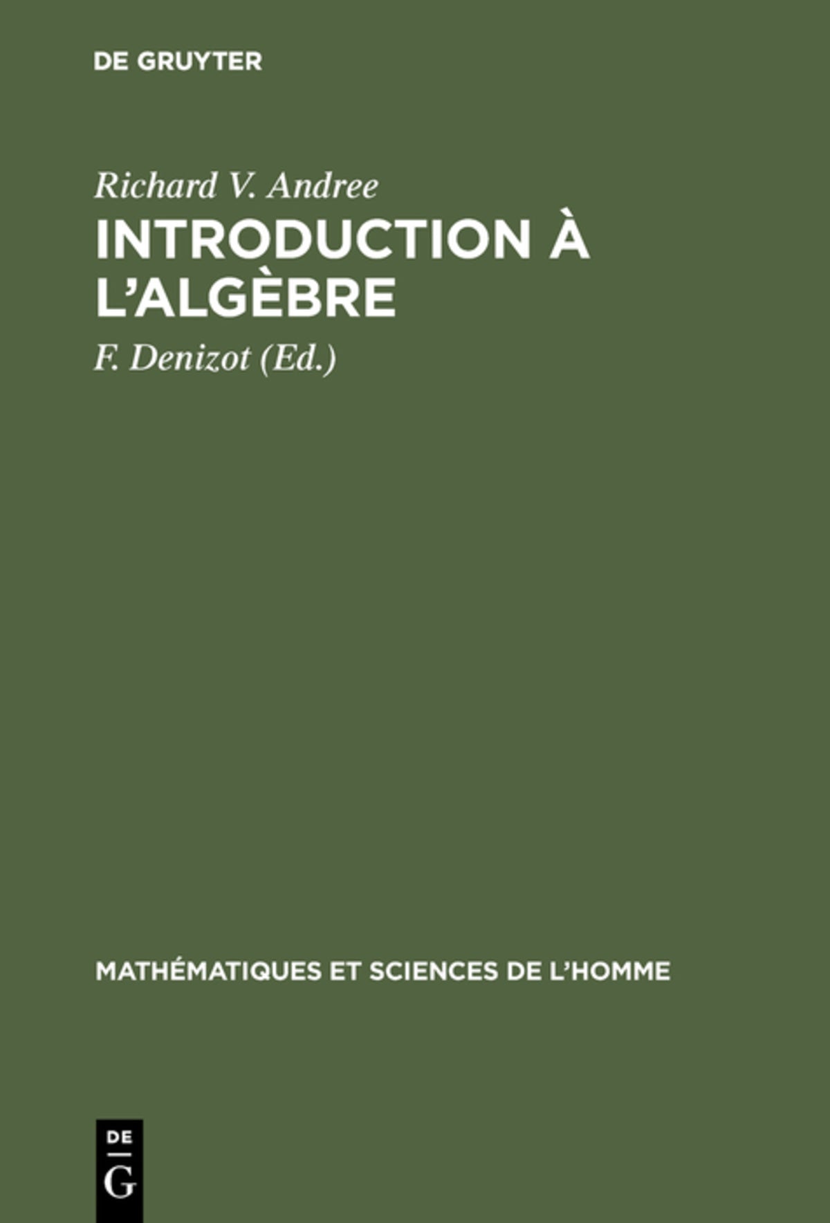 Cover image for Introduction à l’algèbre ISBN 9783111172811