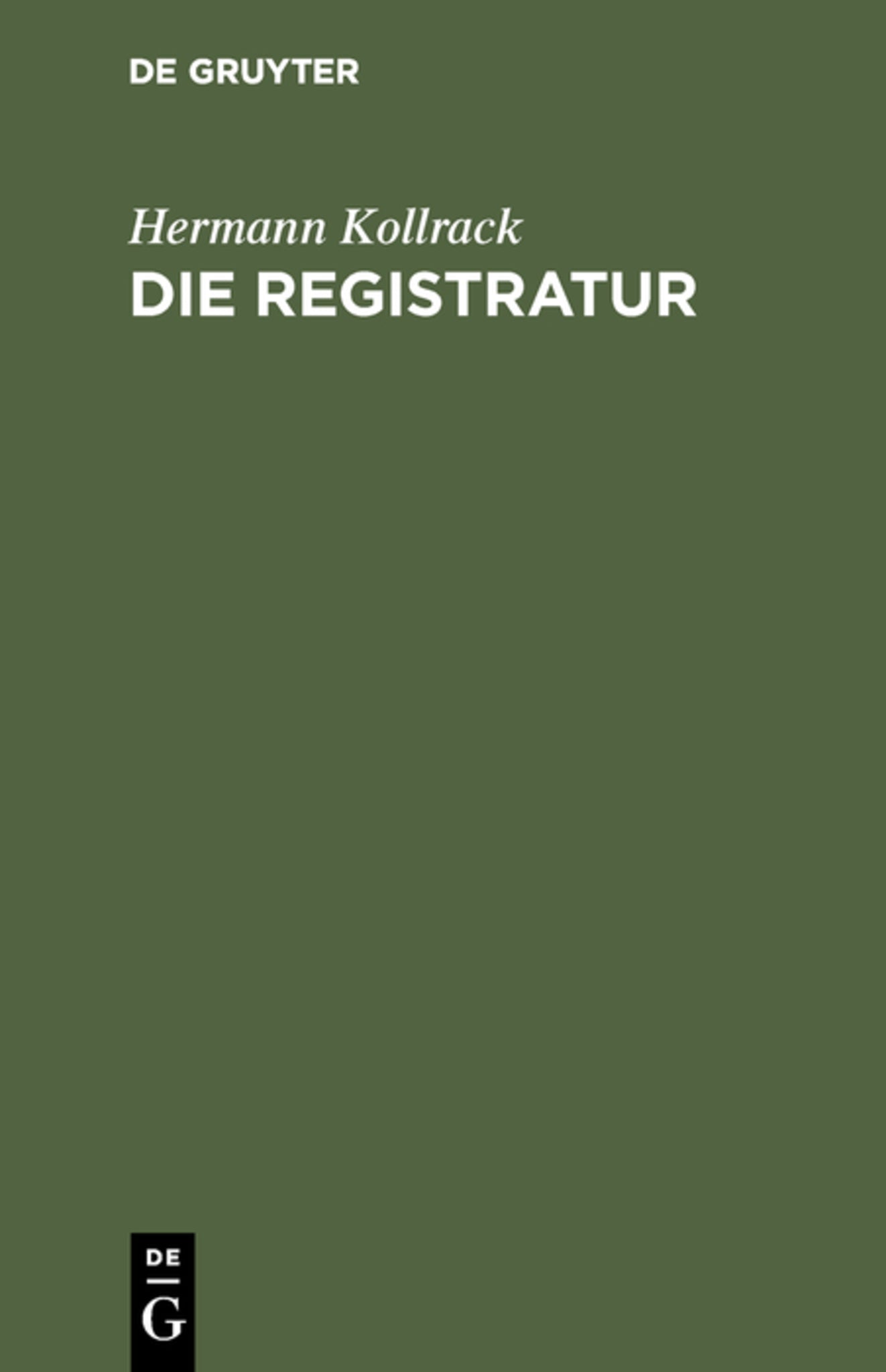 Cover image for Die Registratur ISBN 9783111174280