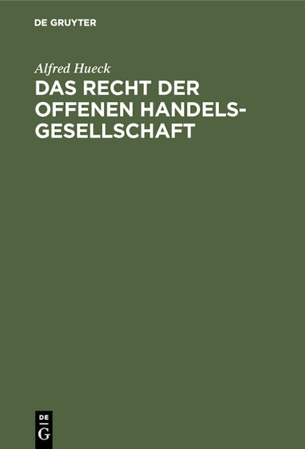 Das Recht der offenen Handelsgesellschaft