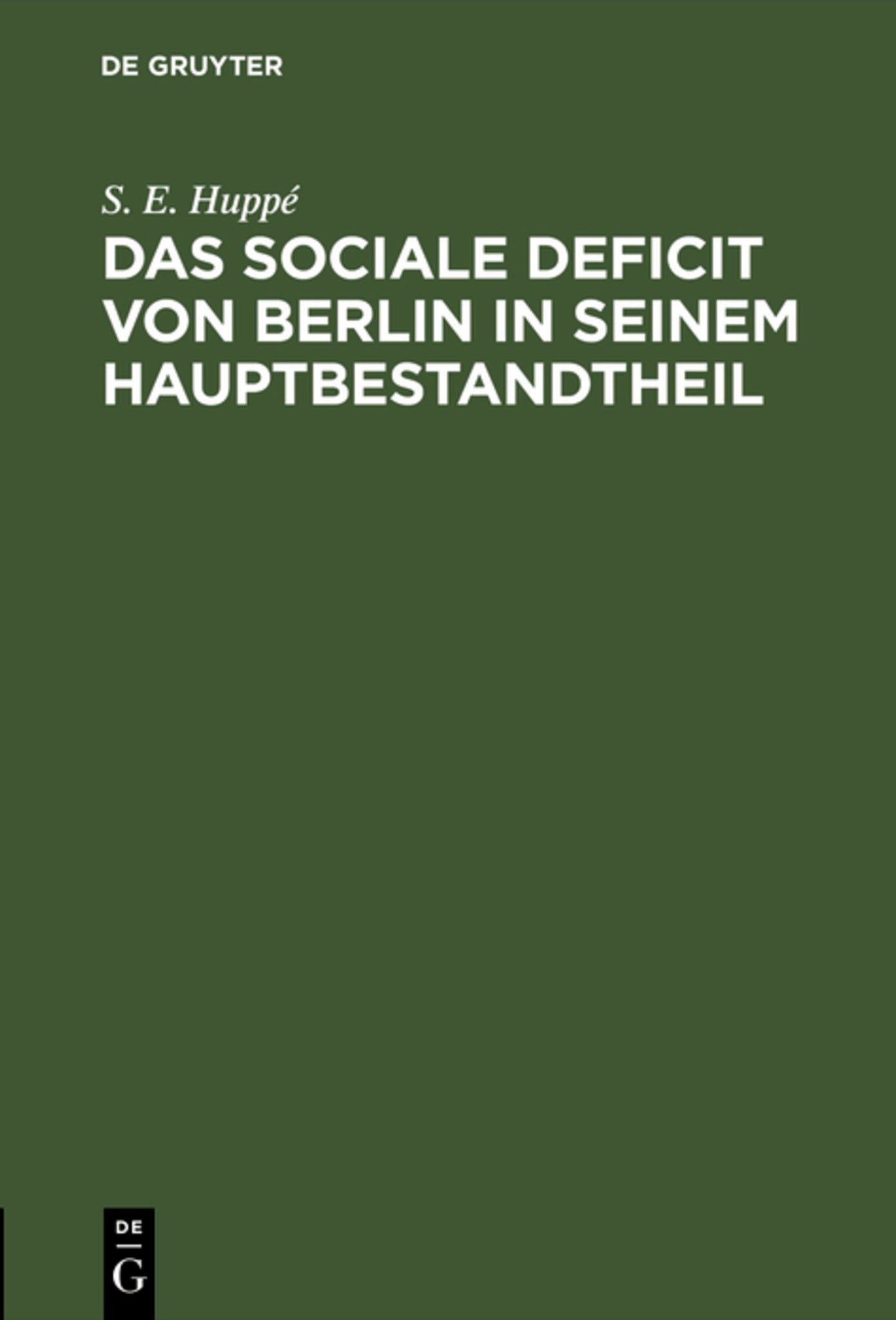 Cover image for Das sociale Deficit von Berlin in seinem Hauptbestandtheil ISBN 9783111174938