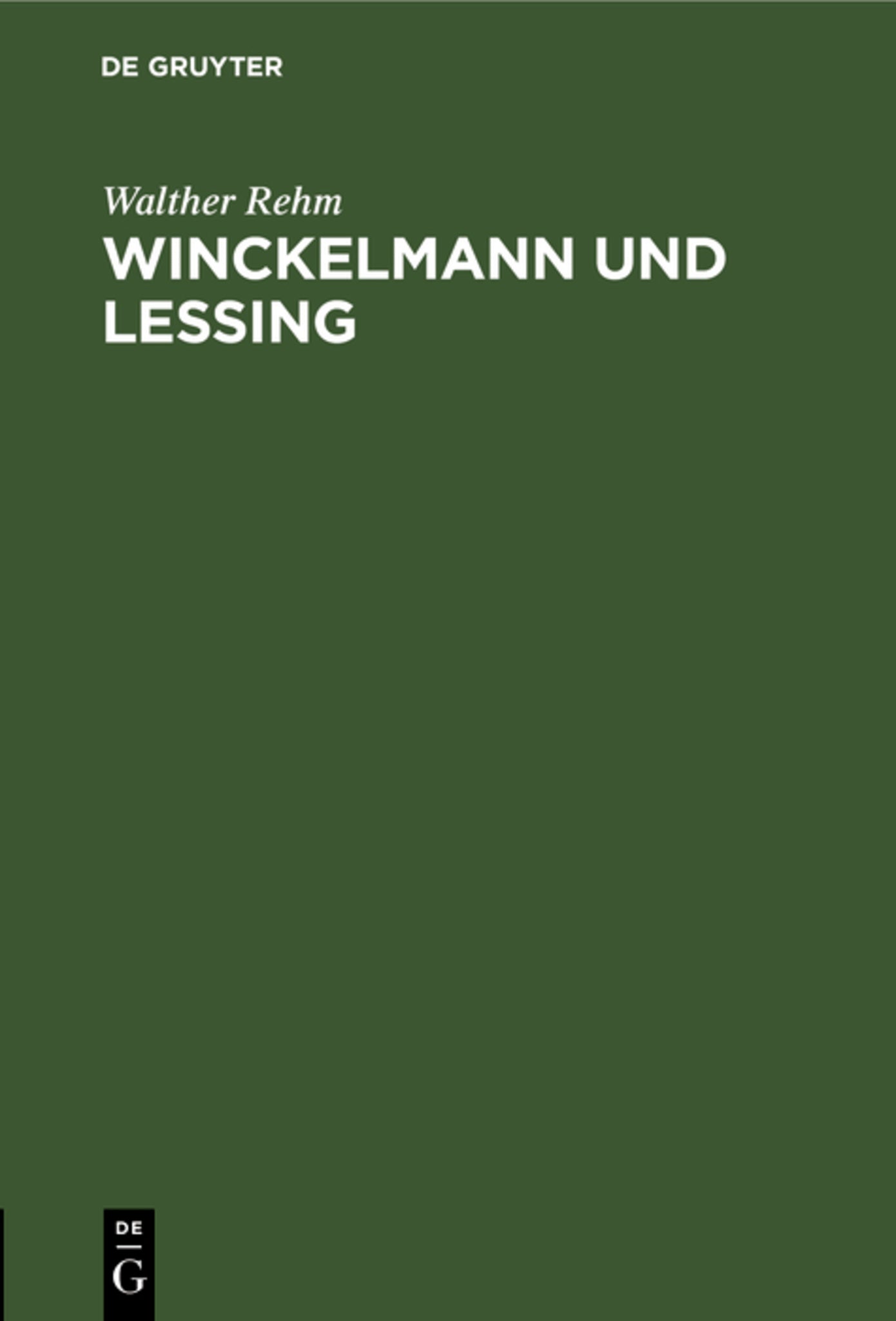 Cover image for Winckelmann und Lessing ISBN 9783111178561