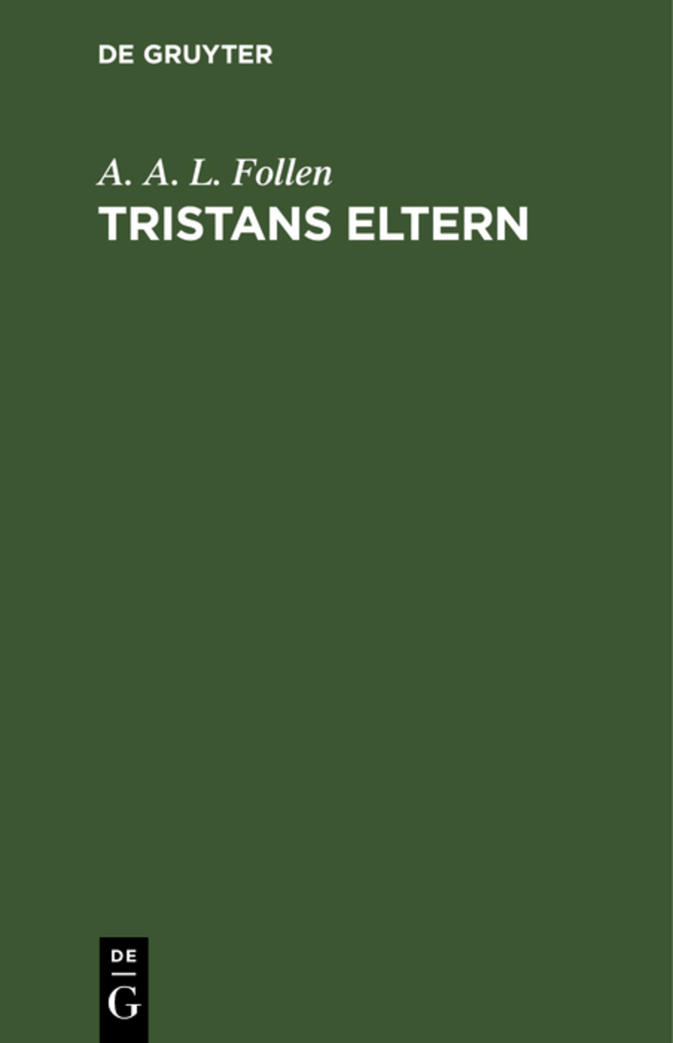 Cover image for Tristans Eltern ISBN 9783111178806