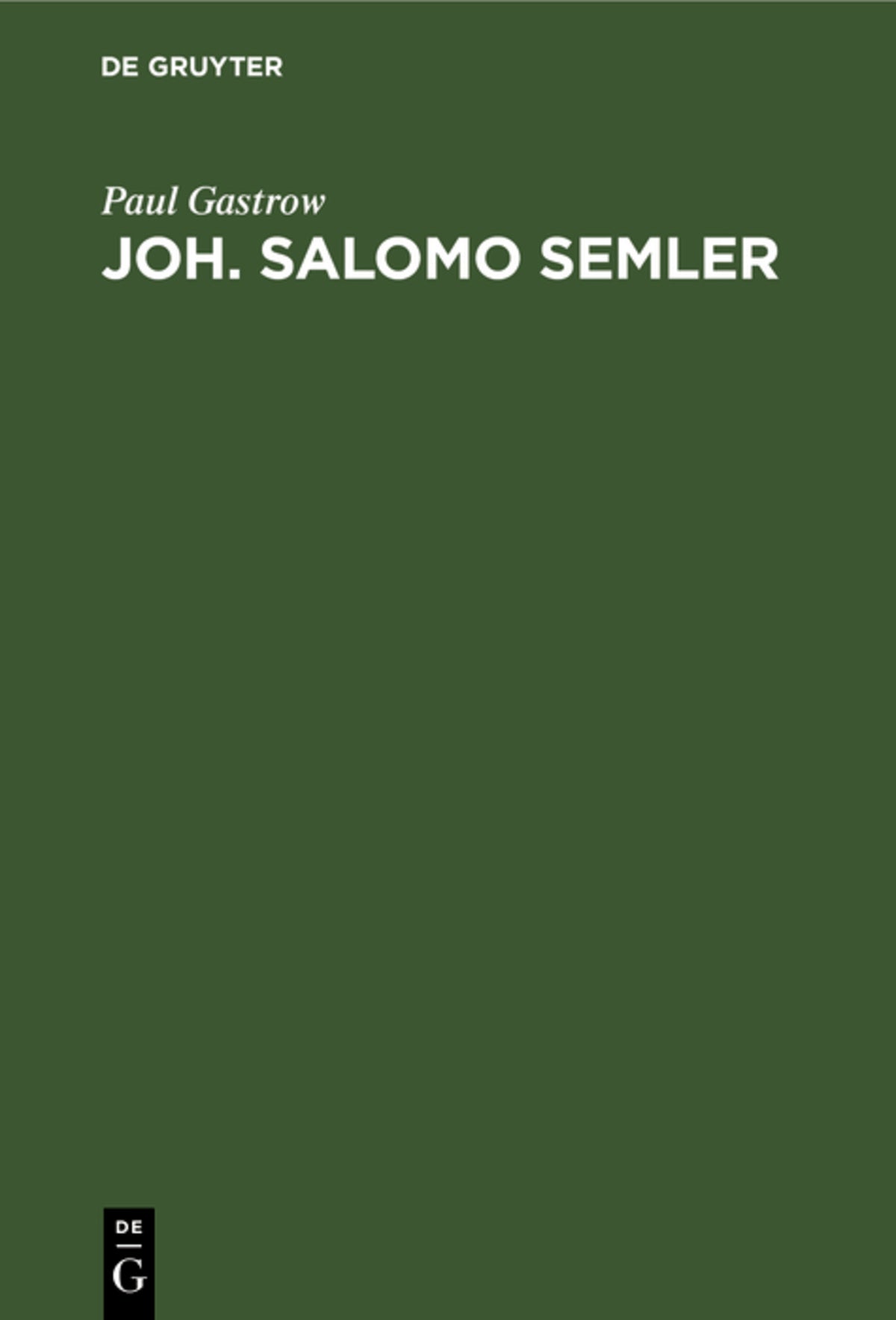 Cover image for Joh. Salomo Semler ISBN 9783111178943
