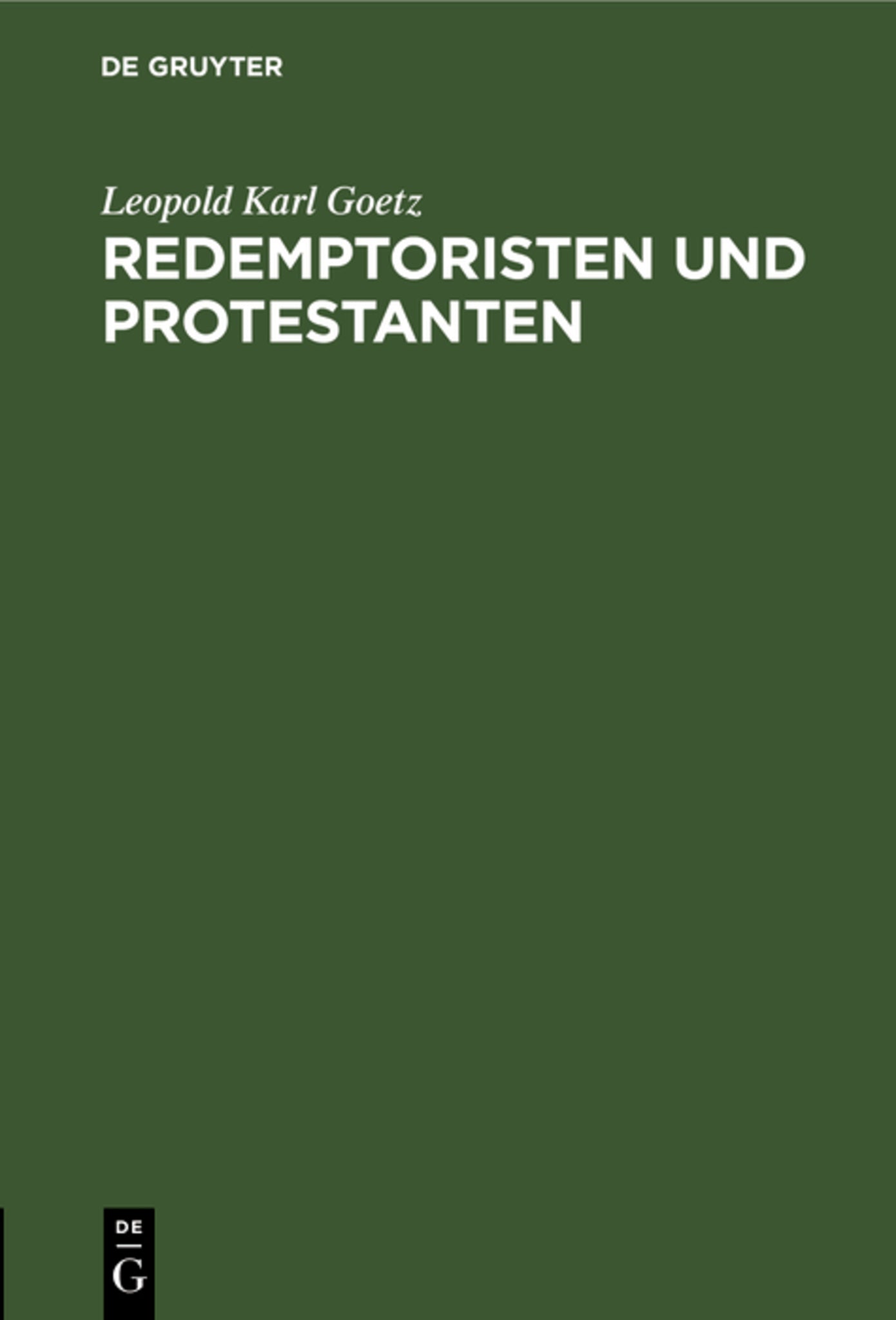 Cover image for Redemptoristen und Protestanten ISBN 9783111178998