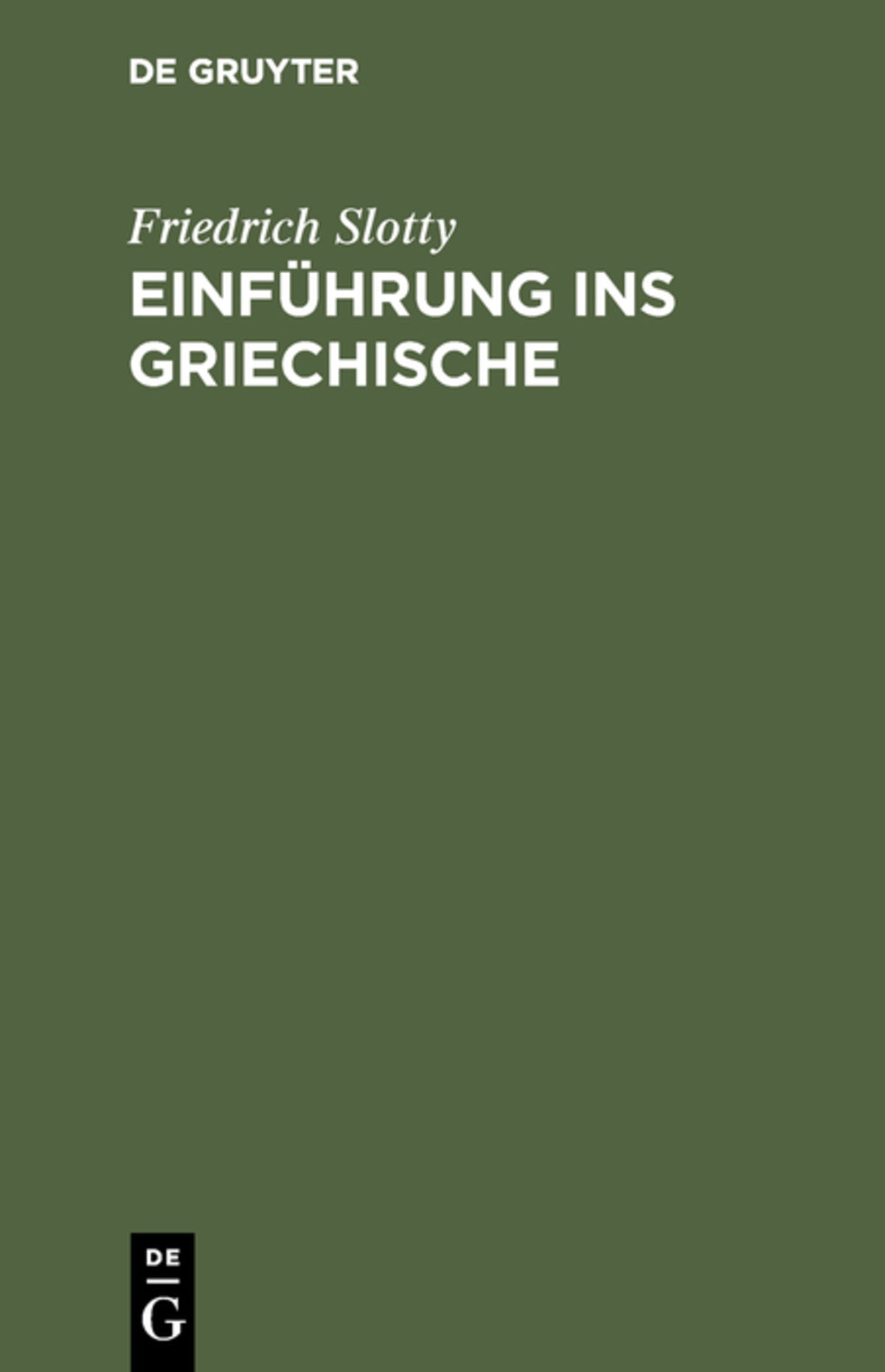Cover image for Einführung ins Griechische ISBN 9783111179896