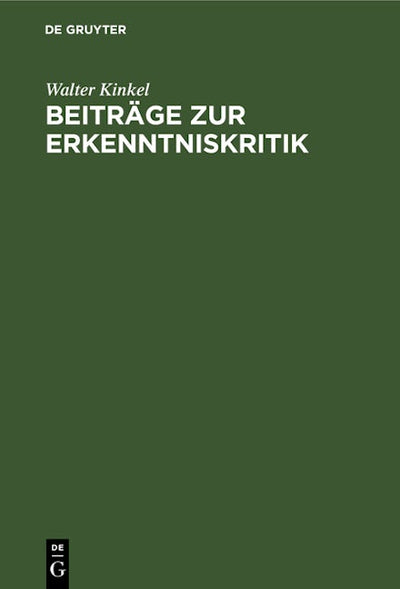 Beiträge zur Erkenntniskritik
