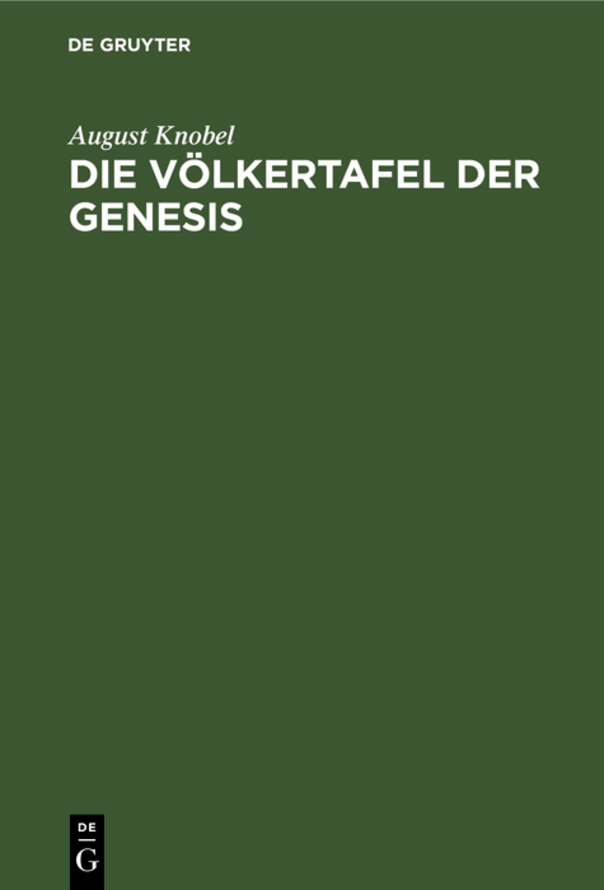 Cover image for Die Völkertafel der Genesis ISBN 9783111181356